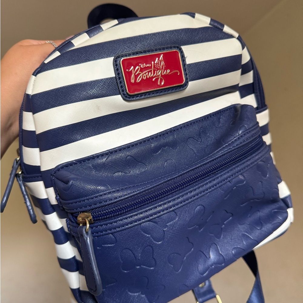 Blue and White Striped Disney Minnie Backpack